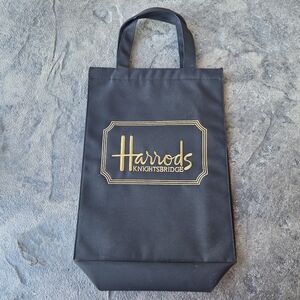 Harrods Elegant Black Tote with Gold Logo